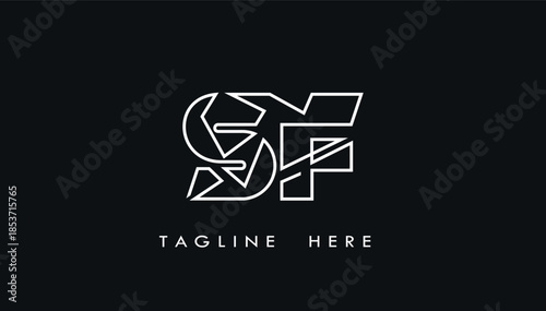 creative stylish lining connnected alphabet letter sf logo design