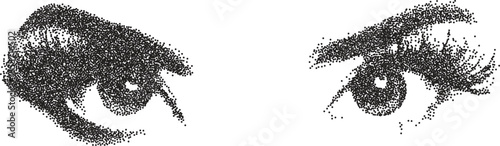 Eye retro y2k stipple design vision halftone brutalist urban vector png with clear background, iris 2000s photocopy grunge tattoo gen z effect