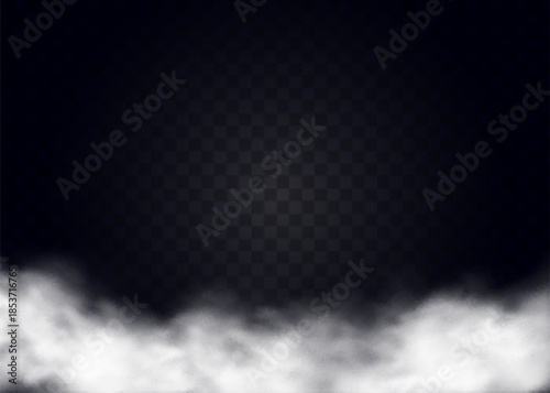 White smoke or fog. Large mist on dark background. Smoke on stage studio