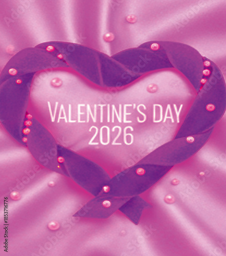 14 February Valentine's Day 2026 Special Banner with Red Heart Icons Grid and Romantic Couple Silhouette, Creative Love Celebration Layout for Social Media Header, Decorative Holiday Graphic Design