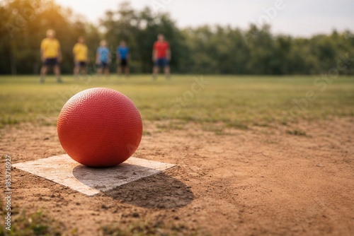 Kids Playing Kickball on Outdoor Field