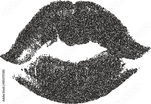 Mouth smile retro y2k stipple design lip halftone brutalist urban vector png with clear background, tongue 2000s photocopy grunge tattoo gen z effect