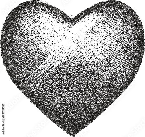 Heart retro y2k stipple design love halftone brutalist urban vector png with clear background, passion 2000s photocopy grunge tattoo gen z effect