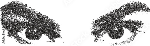 Eye retro y2k stipple design vision halftone brutalist urban vector png with clear background, iris 2000s photocopy grunge tattoo gen z effect