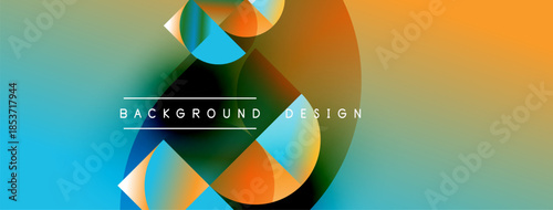 Abstract design features vibrant color gradients, geometric shapes, smooth transitions. Modern aesthetic suitable for backgrounds, presentations.