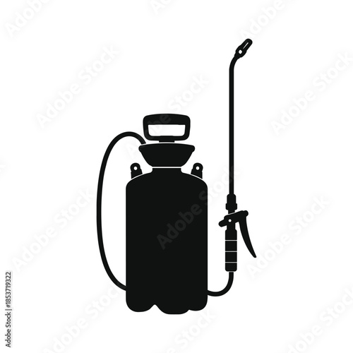 Silhouette of garden sprayer with hose and trigger