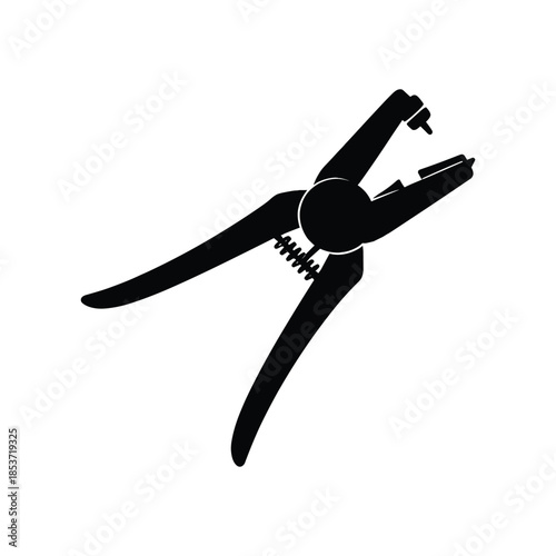Silhouette of hole punch plier tool isolated