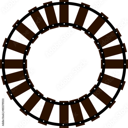 round frame illustration of train tracks