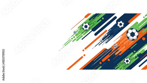 Dynamic Footballs in Motion with Energetic Abstract Streaks and Speed Blur