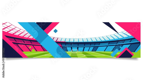 Dynamic Sports Stadium Banner with Abstract Geometric Shapes for Event Background