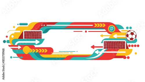 Dynamic Football Match Abstract Graphic with Goal Nets and Ball for Sports Event Background