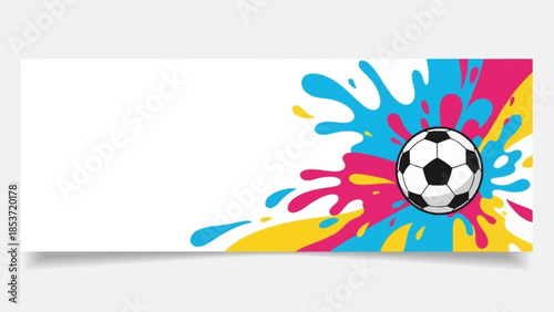 Vibrant soccer ball illustration with energetic color splash effect on white background