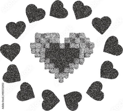 Heart y2k retro stipple art love brutalist halftone vector png transparent, passion 2000s photocopy effect tattoo aesthetic