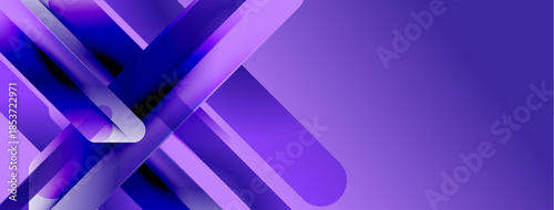 Abstract geometric shapes, purple hues, layered design. Modern aesthetic, gradient effect, dynamic composition. Minimalist style, clean lines, visual texture.