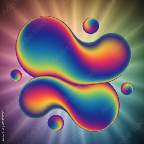 Vivid Abstract Colorful Fluid Shapes with Rainbow Gradient and Glow.
