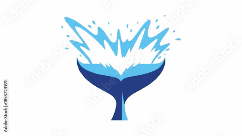 Dynamic and modern logo icon of a whale tail creating a big splash, illustrated in a clean, flat style with shades of blue.