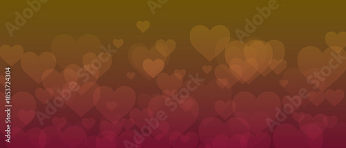 Abstract hearts in warm gradient background. valentine background