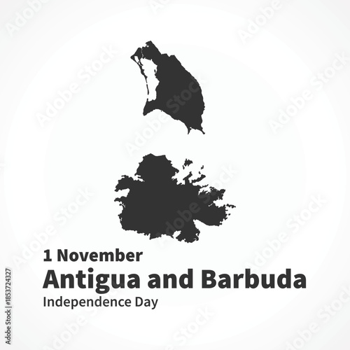 Antigua and Barbuda map on white background