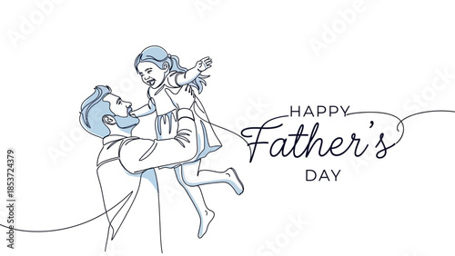Joyful Father's Day illustration a dad lifts his daughter in the air in a loving embrace, celebrating family bonds