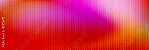 Valentine's day holographic backdrop. Red love bg. Ribbed glass effect background. Reeded polycarbonate plastic wall. Pink iridescent gradient pattern. Neon light glow. Abstract corrugated fluted wall