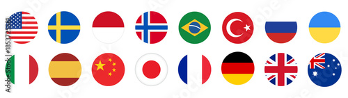Tableau sur toile National flags icons set