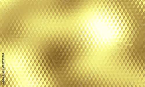 Gold background or texture and Gradients shadow. Textured ribbed glass effect gold luxury Christmas holiday background. Golden vector illustration