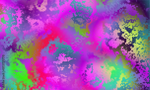 Vector halftone psychedelic rainbow ridged topological map pattern background texture. Trippy hippy abstract dopamine dressing style fashion motif. Bright colorful