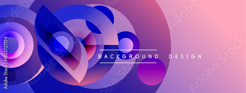 Abstract fluid shapes blend purple, blue, pink hues. Modern design evokes movement, energy, visual interest. Background features text elements.