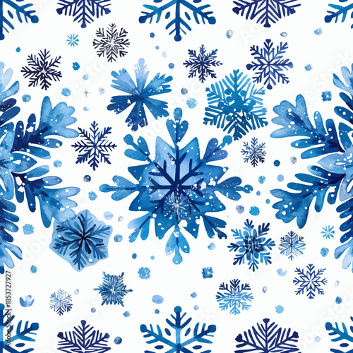 Seamless Watercolor Snowflake Pattern A Beautiful Vector Illustration for Winter Designs and Festive Decorations