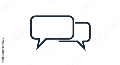 Simple black outline of two overlapping speech bubbles symbolizing dialogue and communication in a digital or social context.
