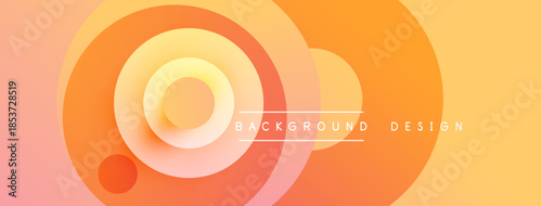 Abstract gradient circles create dynamic visual effect. Warm colors dominate composition, suggesting energy, movement. Modern design element.