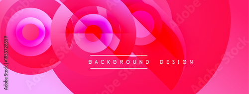 Abstract pink design features layered circles, gradients. Modern aesthetic suitable for backgrounds, presentations. Vibrant, dynamic composition.