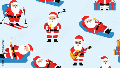 Christmas Santa Claus Illustrations Pattern for Holiday Season and New Year Celebrations