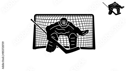 hockey Goaltender symbol ,black isolated silhouette