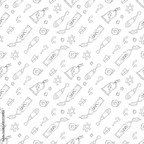 Hand drawn artist tool seamless pattern background