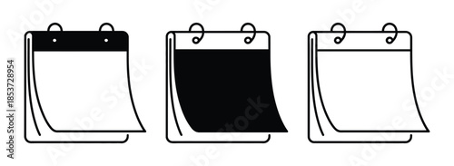 Set of blank notepads for note taking and planning. Simple vector icon blank notebook. Simple, clean line art icon of a notepad or calendar page with horizontal lines for writing.