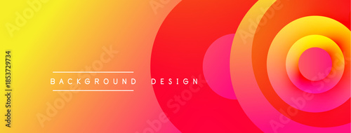 Abstract gradient background. Yellow transitions to red, magenta. Concentric circles create dynamic visual effect. Text reads background design.