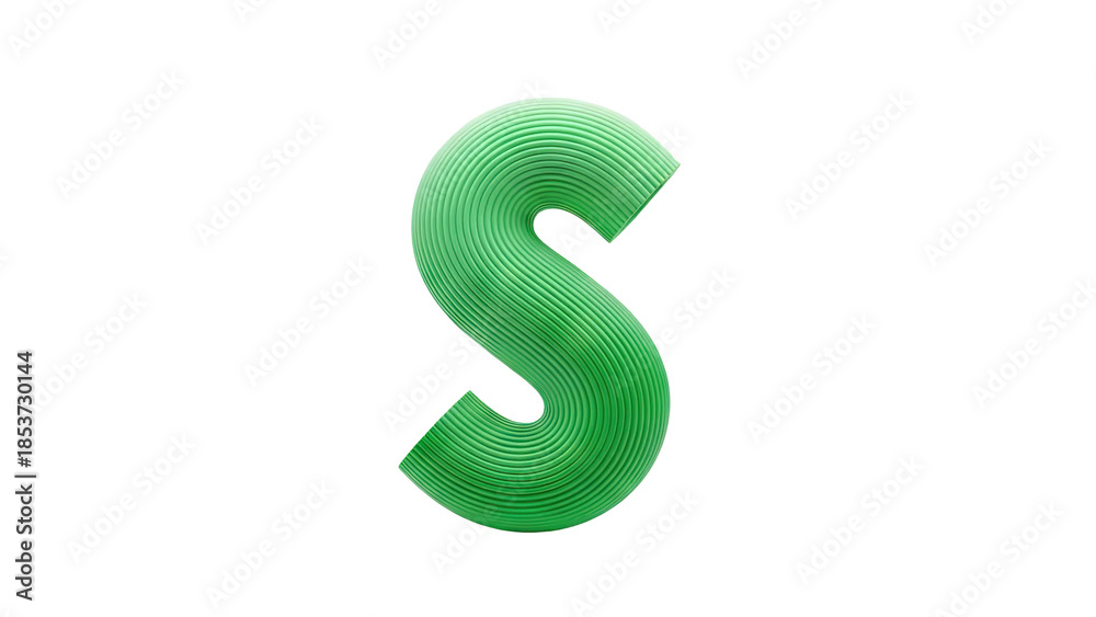 Naklejka premium Green 3D Letter S with Textured Surface