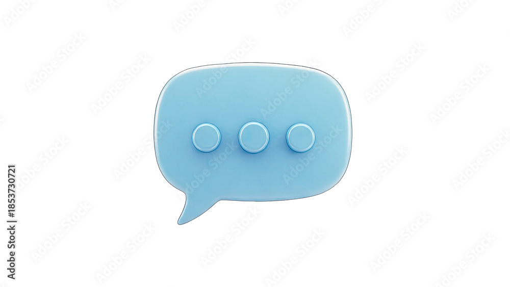 Naklejka premium 3D Blue Chat Bubble Icon on White Background
