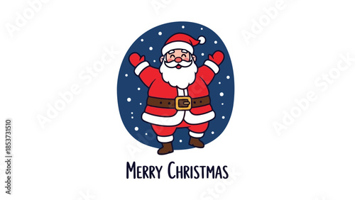 Festive Santa Claus Illustration with Merry Christmas Greeting Against a Starry Background for Holiday Season