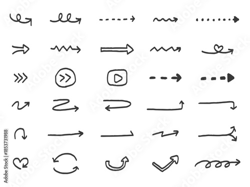 手描き風の矢印の素材セット