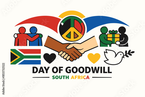 Wide Day Of Goodwill Scene Representing South Africa Harmony Sharing Values Clean Modern Flat Composition