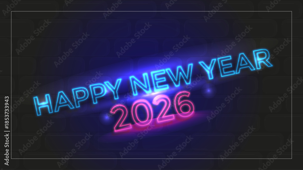 Obraz premium Happy New Year 2026 3D Text Effect with Festive Style