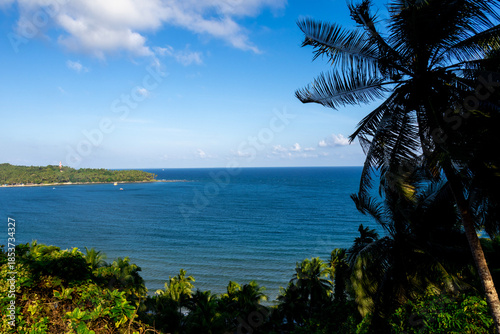 Coastal view of Andaman Islands from Mount Harriet viewpoint featured on Indian twenty rupee note
