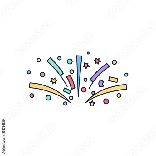 Vibrant colorful confetti explodes in air on New Year celebration night