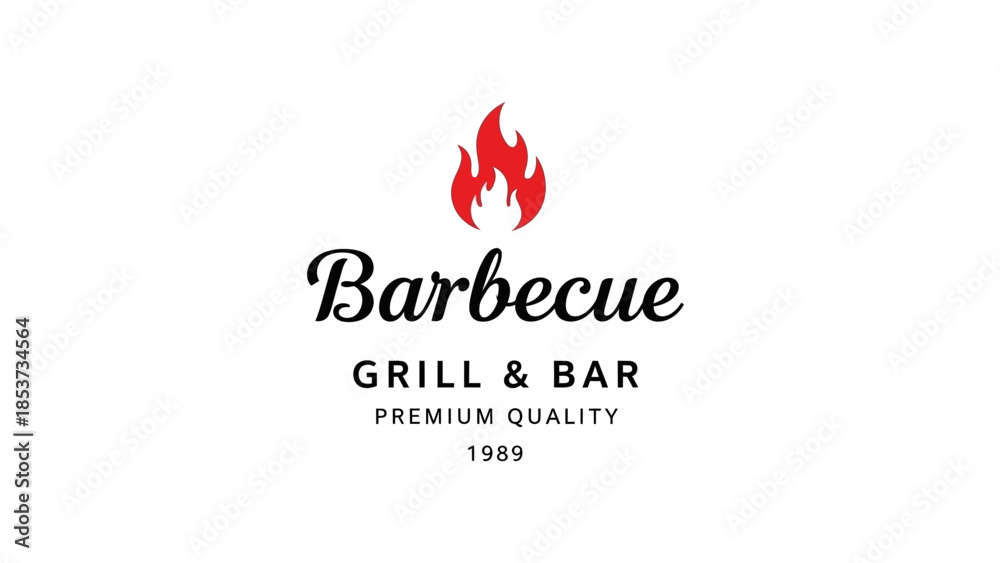 Fototapeta premium Vintage barbecue grill and bar restaurant logo design