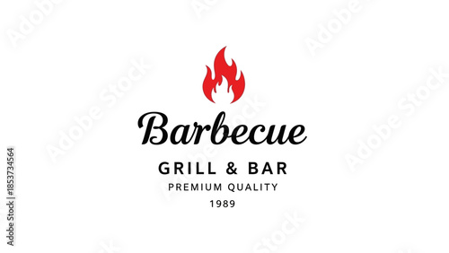Vintage barbecue grill and bar restaurant logo design