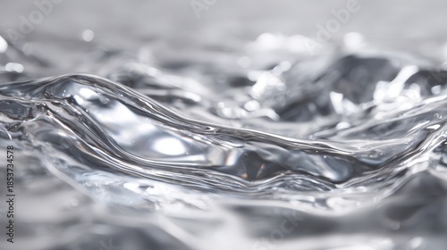 Close-up of crystal clear water wave, showcasing fluid motion and shimmering reflections.