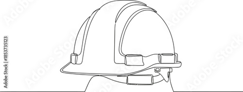 Construction Safety Helmet Line Illustration – Protective Hard Hat Outline