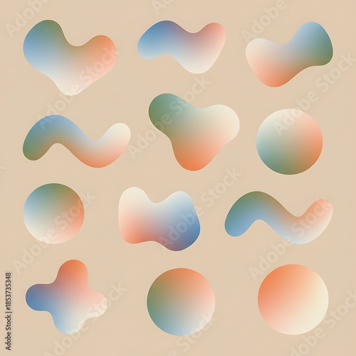 Abstract gradient shapes creating a modern flowing background with a trendy vaporwave style pattern for creative design.